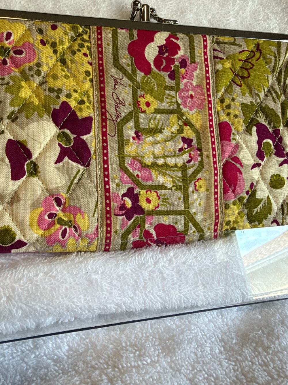 Vera Bradley Quilted Kisslock Wallet Clutch in Make me Blush